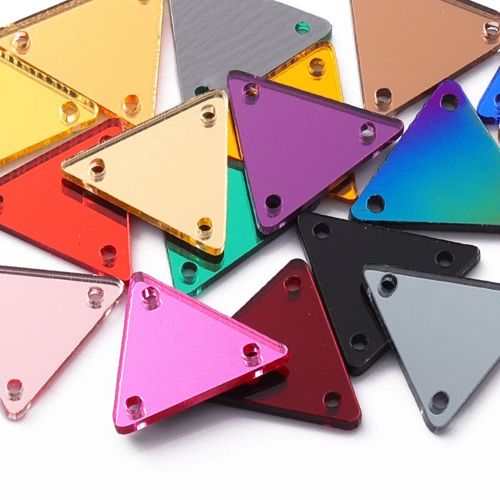 Triangle Acrylic Rhinestones Sew-On by Yiben (17 Colors, 2 Sizes)