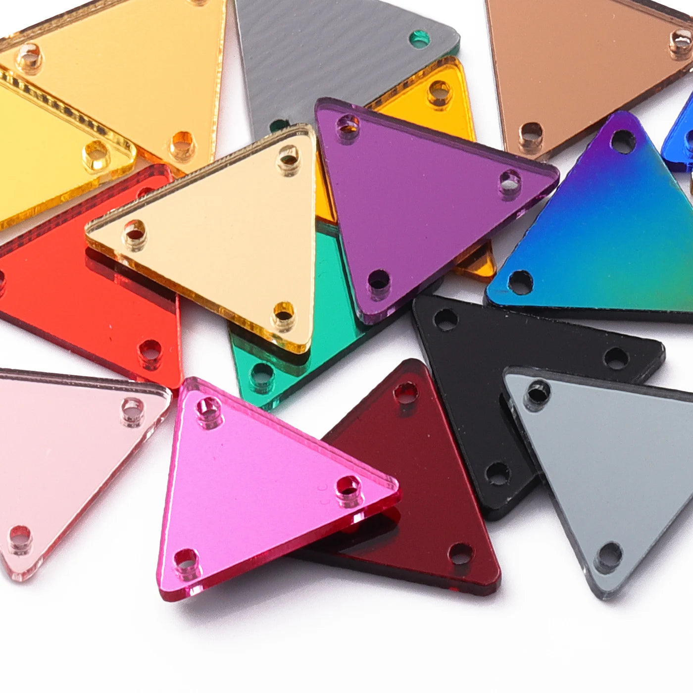 Triangle Acrylic Rhinestones Sew-On by Yiben (17 Colors, 2 Sizes)