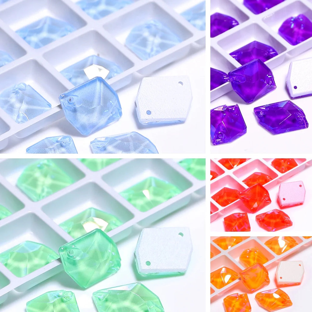 Polygon Glass Sewing Rhinestones Electric Neon Series 15 Colors by Yiben