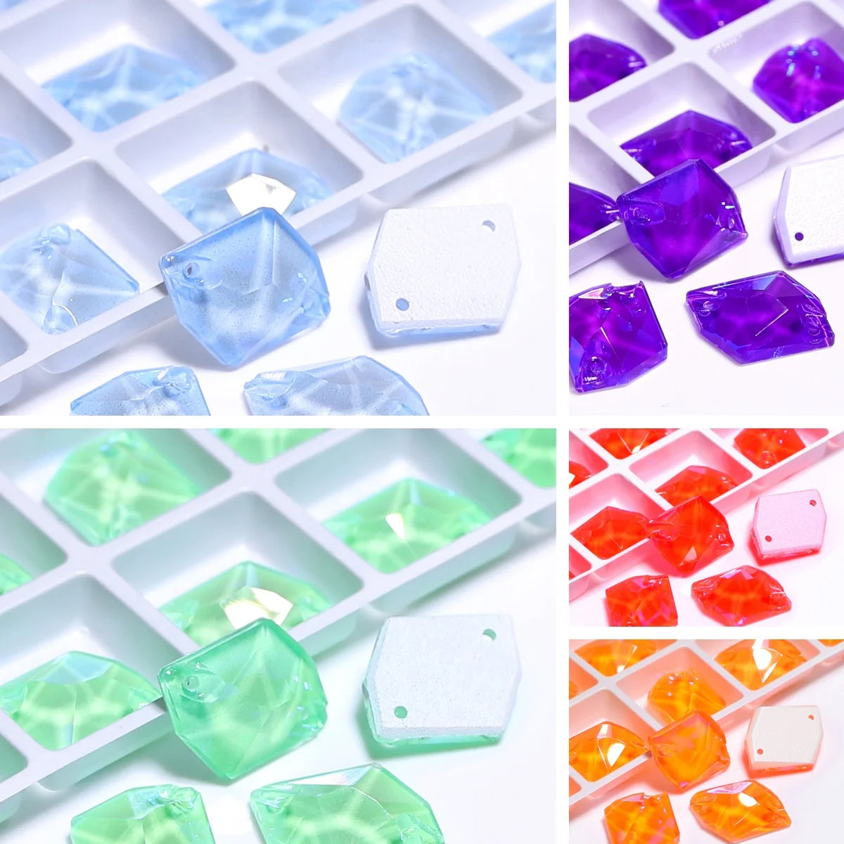 Polygon Glass Sewing Rhinestones Electric Neon Series 15 Colors by Yiben