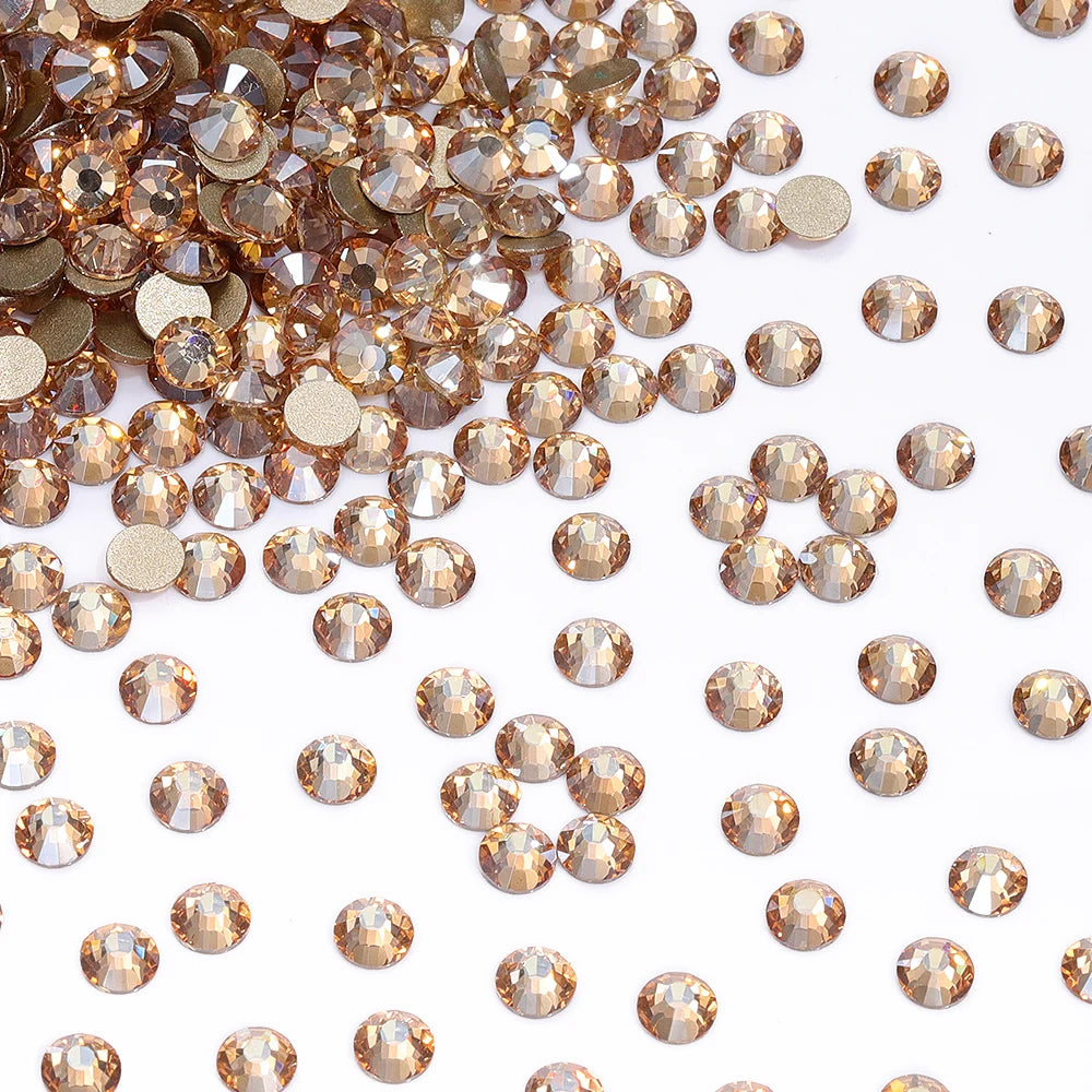 Golden Bottom Glass Non Hotfix Rhinestones SS3-SS30 (8 Colors) by Yiben