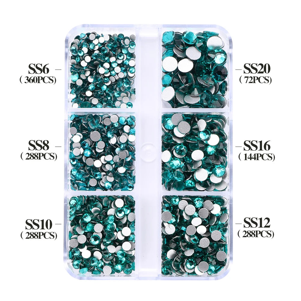 SS6-SS20 Mix Size Boxed Non-Hotfix Rhinestones by Yiben (33 Colors)