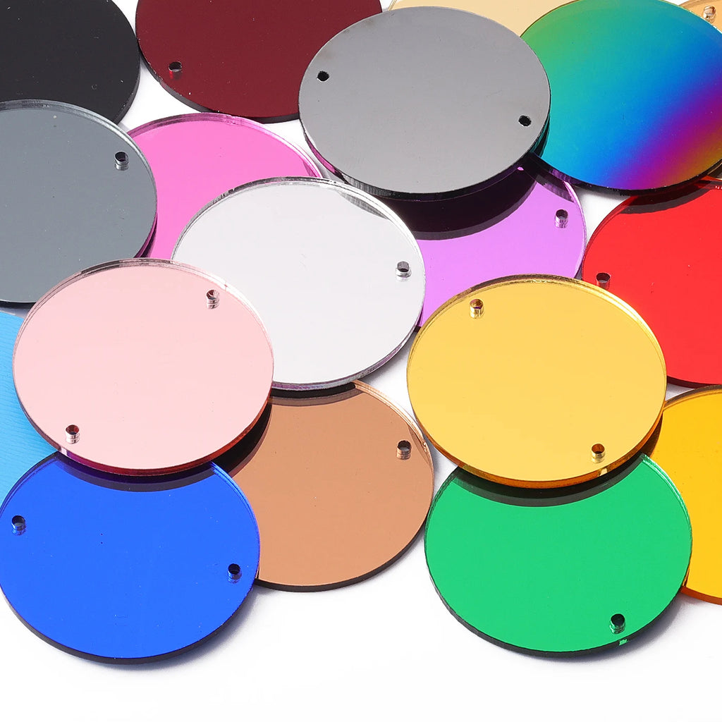Round Flatbase Mirror Sewing Rhinestones 50Pcs Acrylic Sew On Stones by Yiben