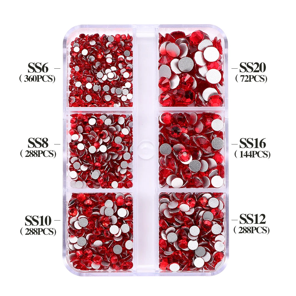 SS6-SS20 Mix Size Boxed Non-Hotfix Rhinestones by Yiben (33 Colors)