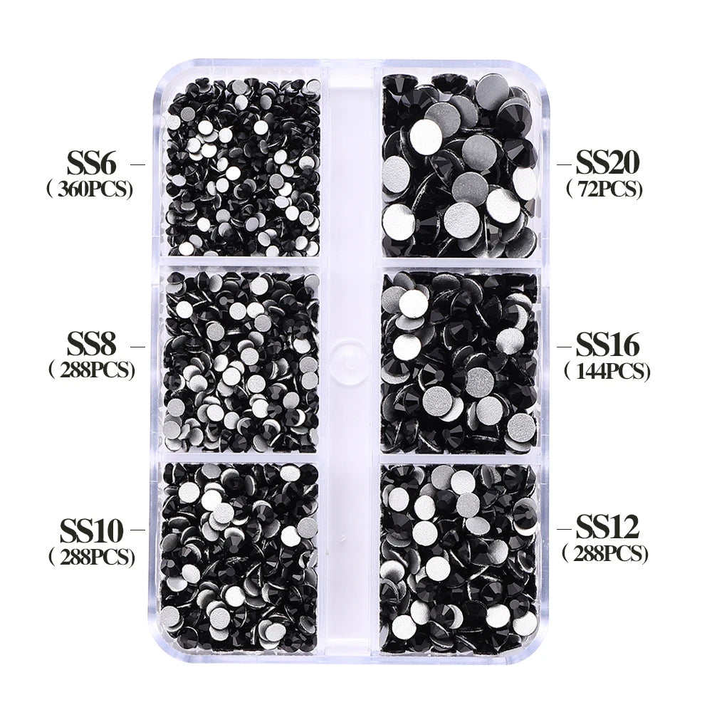 SS6-SS20 Mix Size Boxed Non-Hotfix Rhinestones by Yiben (33 Colors)
