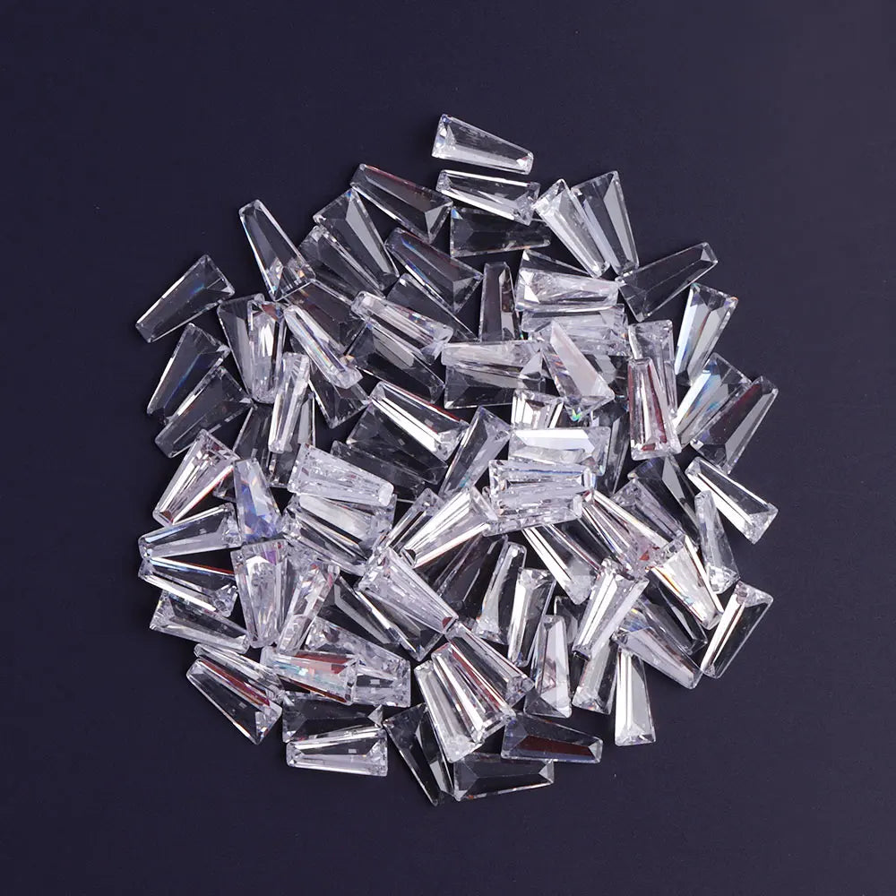 Trapezoid Cubic Zirconia Stones Pointed Bottom 100Pcs Crystal by Yiben