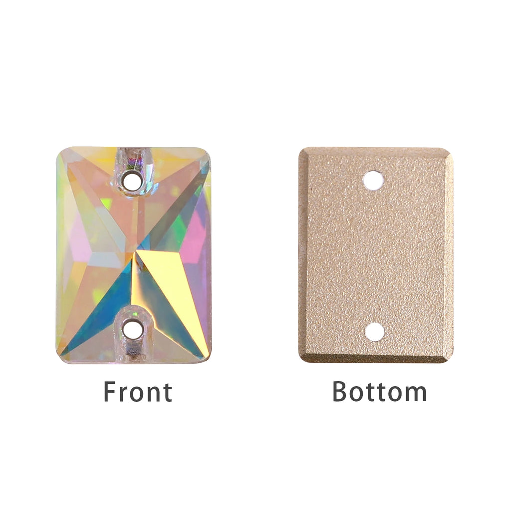 Rectangle Glass Sew-On Rhinestones by Yiben (3 Colors, Mix Size)