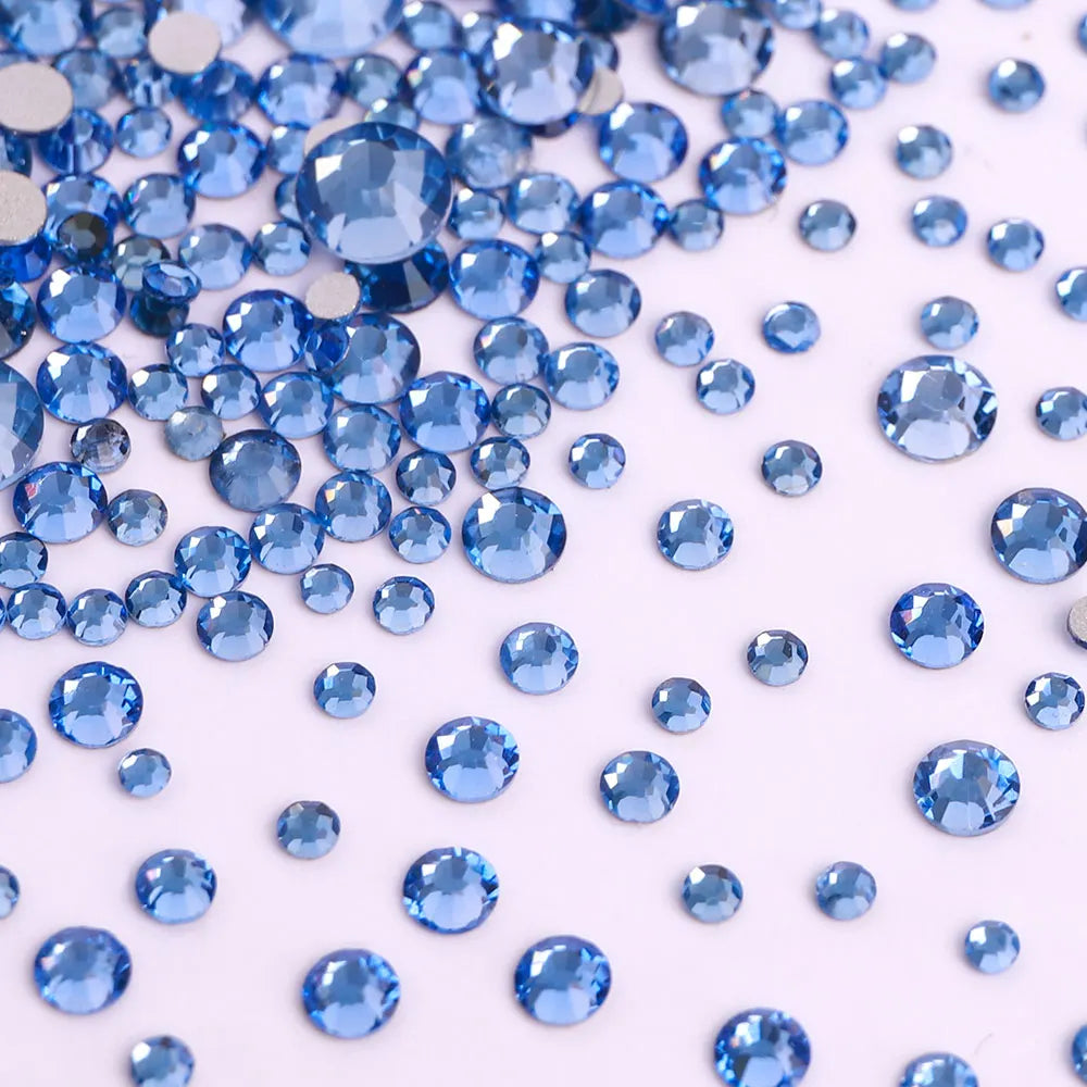 SS3-SS20 Mix Size Gold Flatback Non-Hotfix Rhinestones by Yiben (33 Colors)