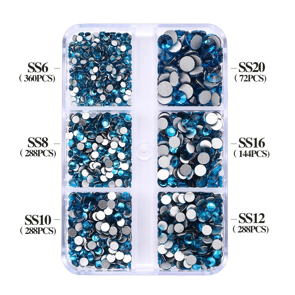 SS6-SS20 Mix Size Boxed Non-Hotfix Rhinestones by Yiben (33 Colors)