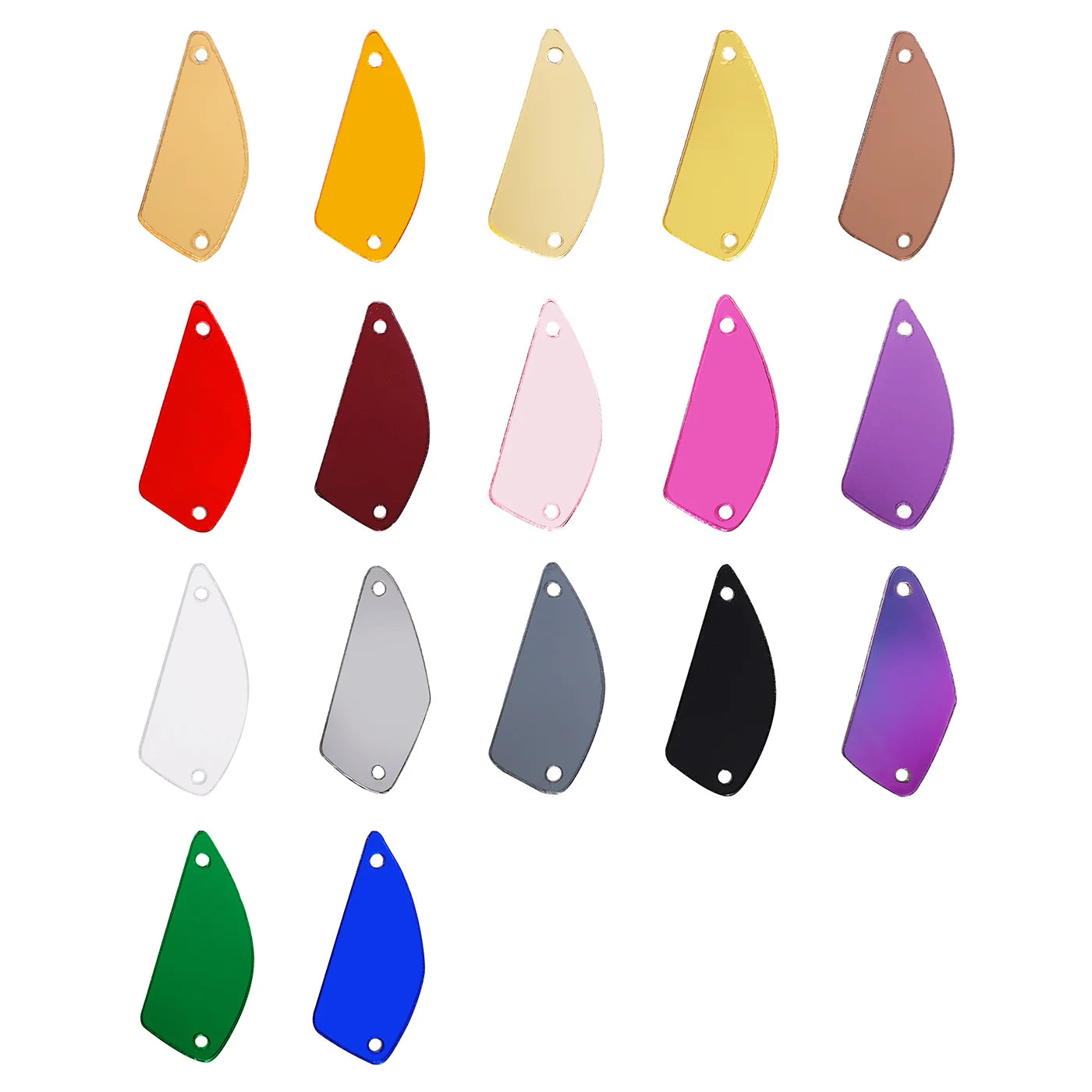 Fan Shaped Acrylic Rhinestones Sew-On by Yiben (17 Colors, 11x25mm)