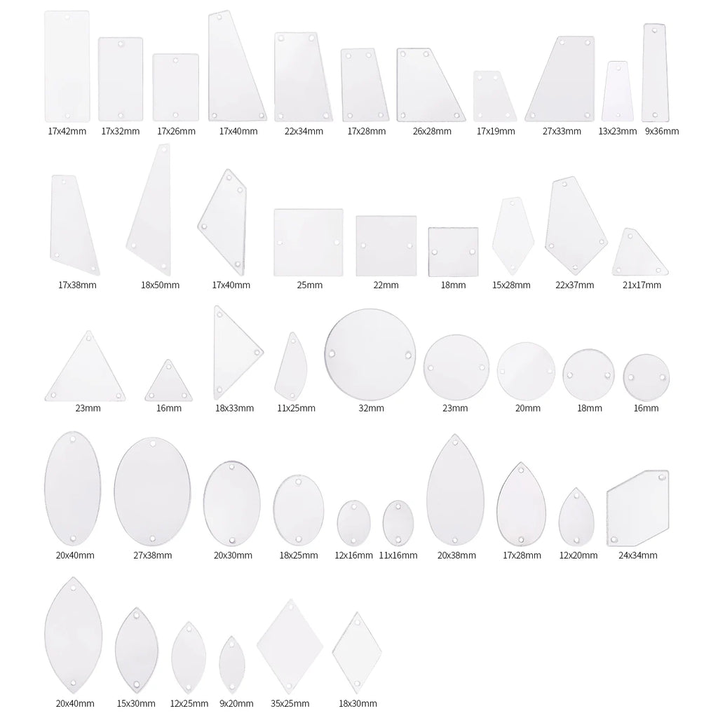 Triangle Acrylic Rhinestones Sew-On by Yiben (17 Colors, 2 Sizes)