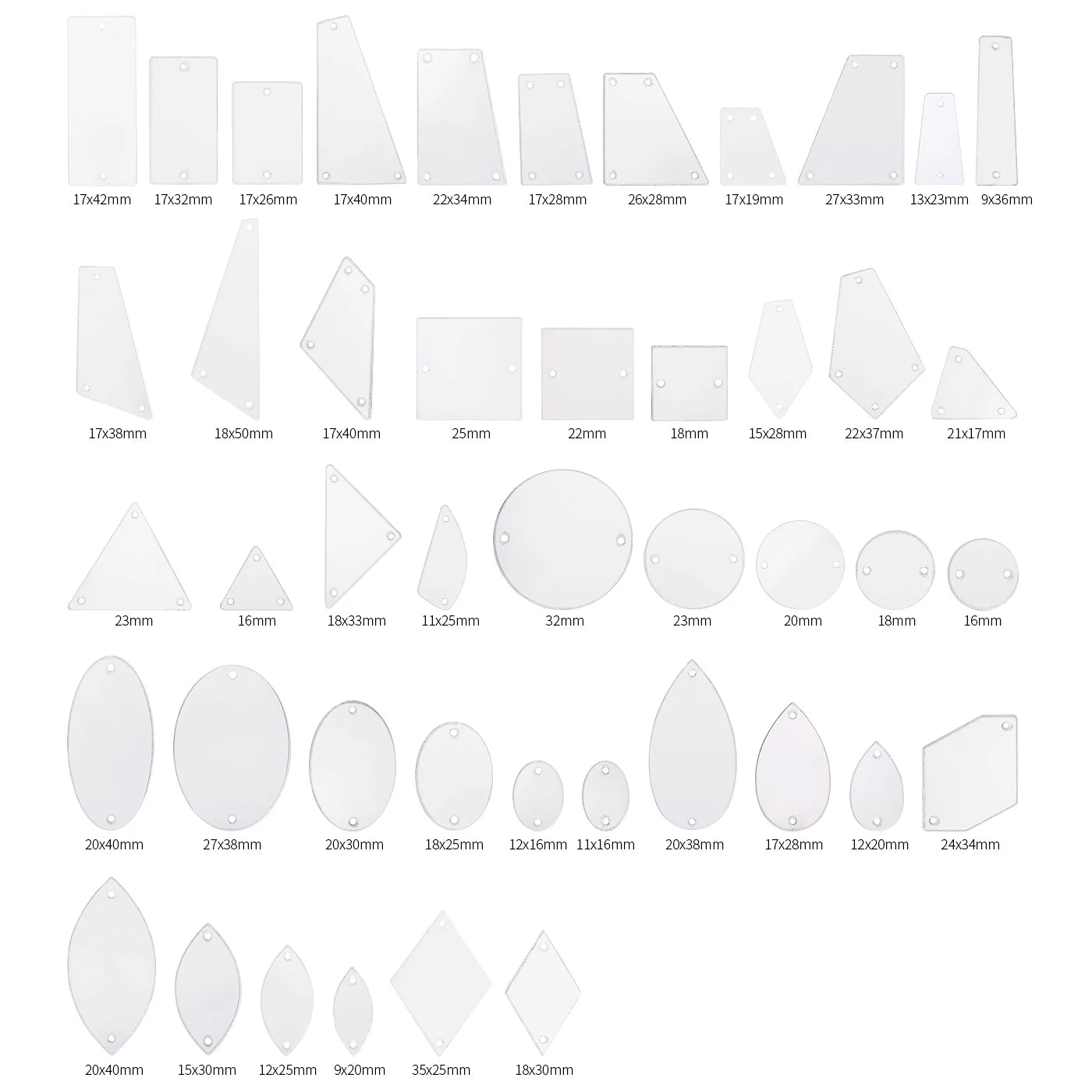 Trapezoid Mirror Sewing Rhinestones 50Pcs Collection 2 by Yiben