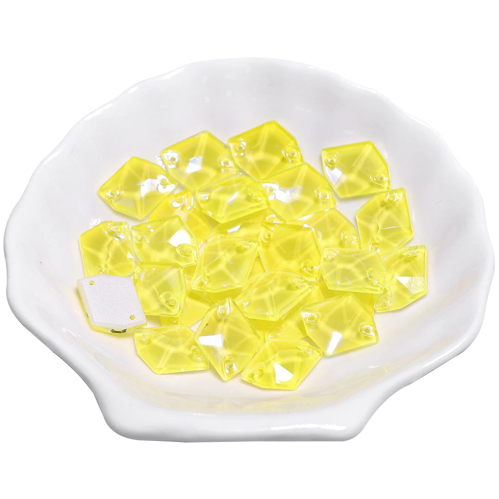 Polygon Glass Sewing Rhinestones Electric Neon Series 15 Colors by Yiben