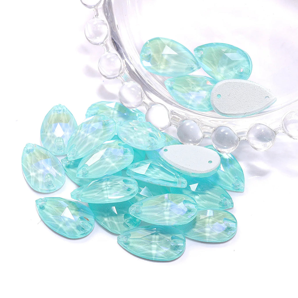 Waterdrop Shaped Neon Series Sewing Rhinestones by Yiben