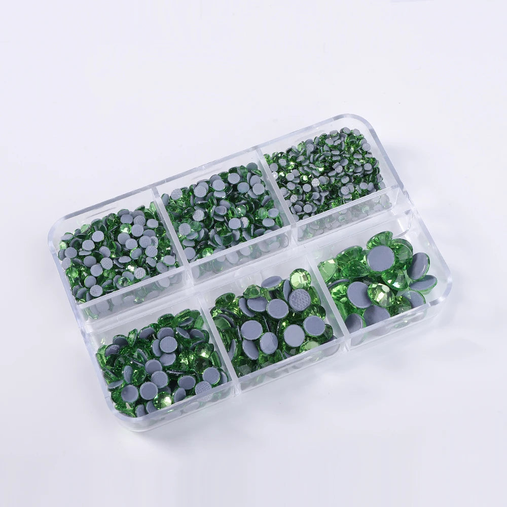 6 Boxed Mix Size Glitter Glass Rhinestones Hotfix (32 Colors) by Yiben