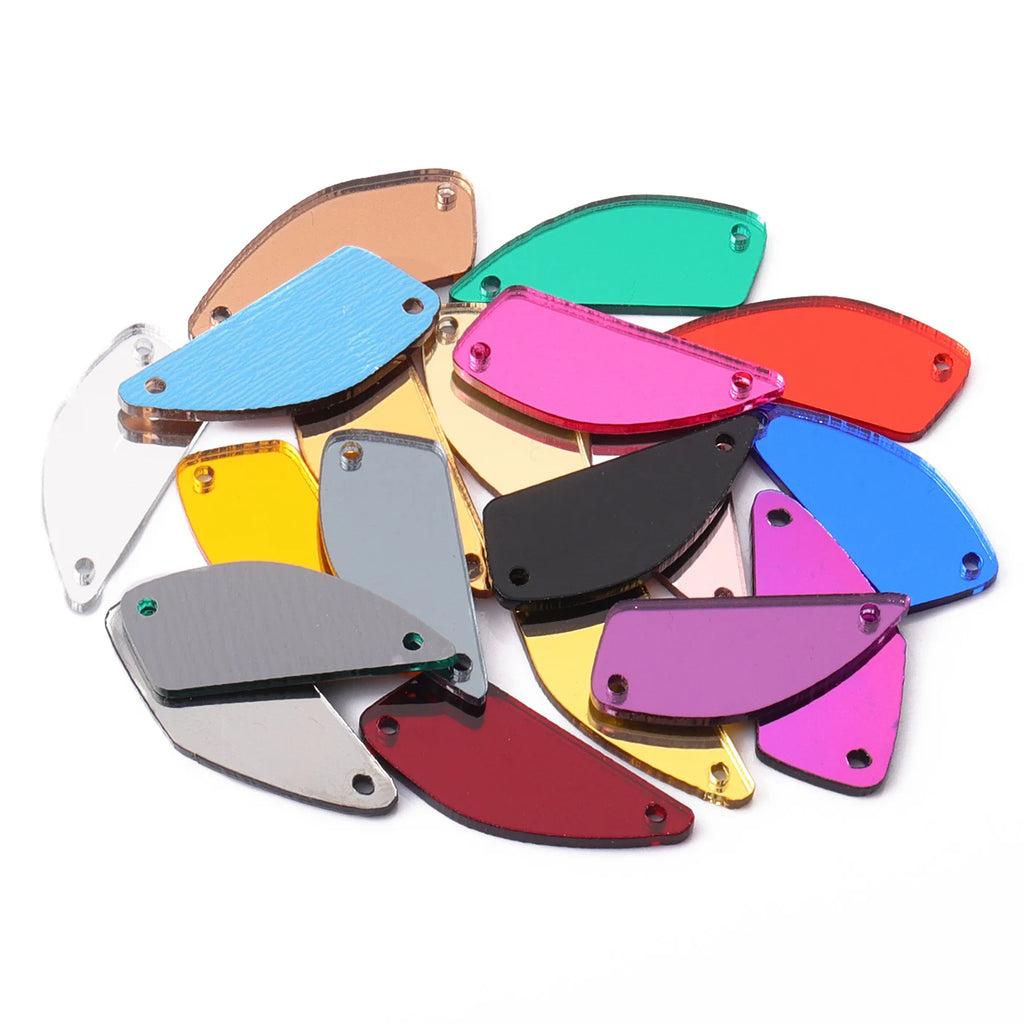 Fan Shaped Acrylic Rhinestones Sew-On by Yiben (17 Colors, 11x25mm)