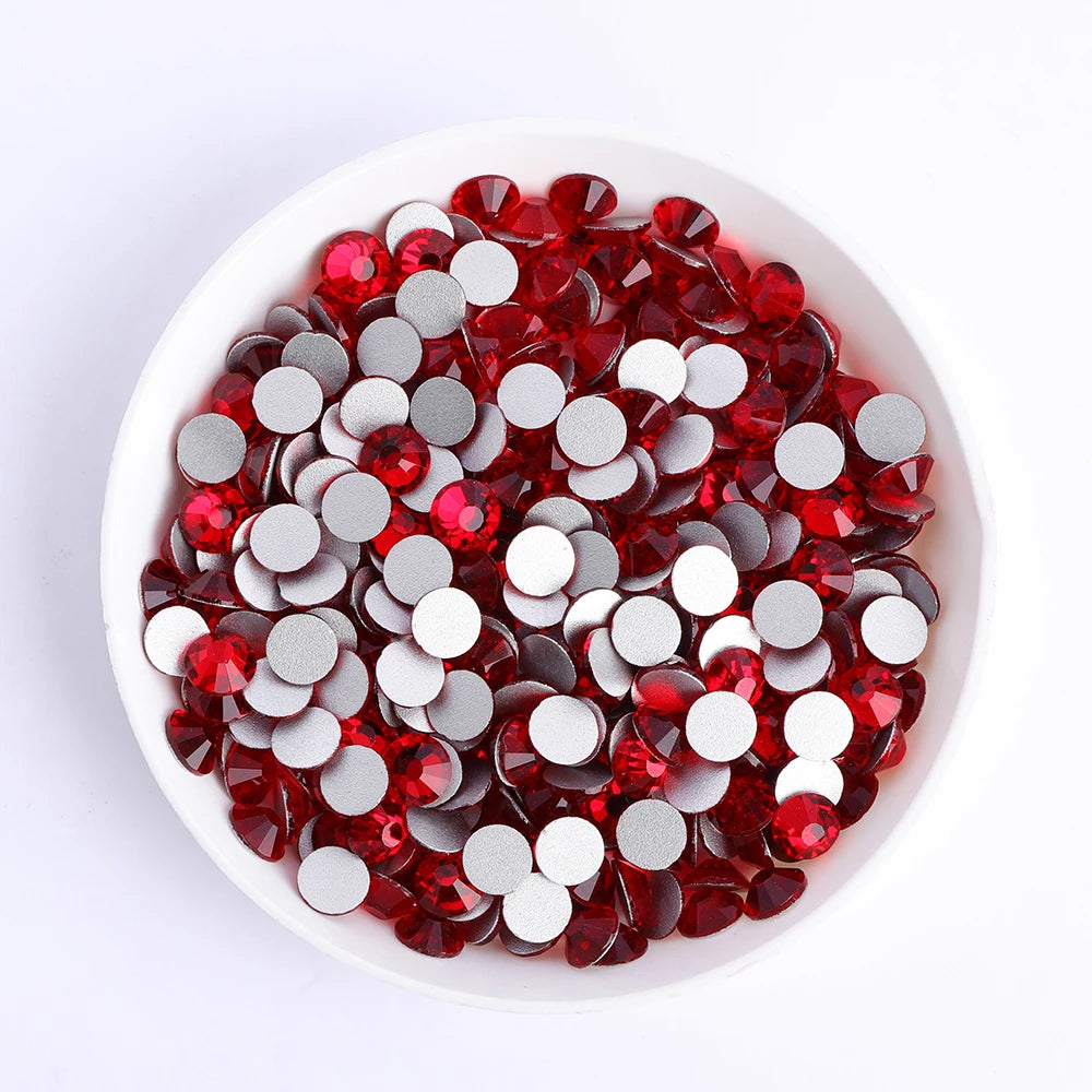 Red Series Glass Non Hotfix Rhinestones SS6-SS60 (Orange, Siam, Dark Siam) by Yiben