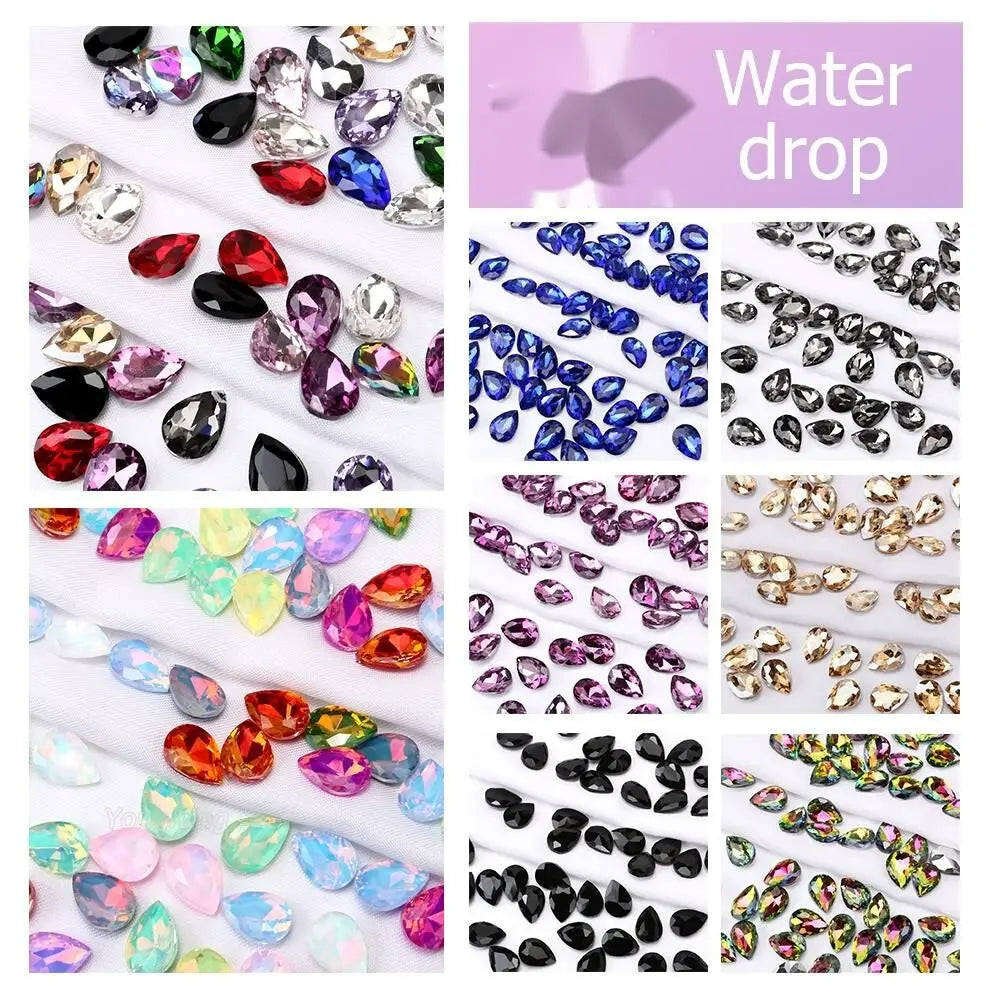 Rectangle Acrylic Rhinestones Sew-On by Yiben (17 Colors, 3 Sizes)