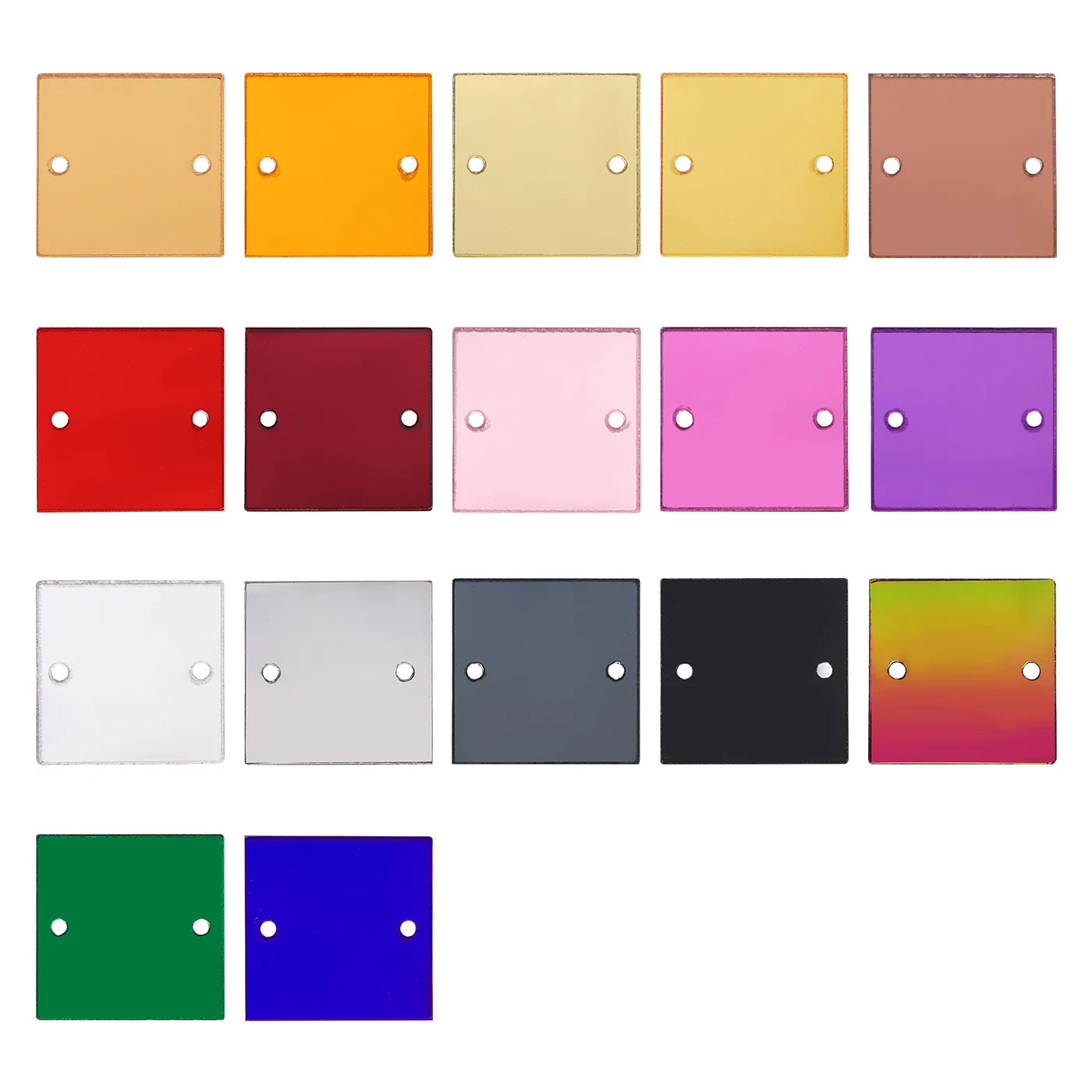 Square Acrylic Flatback Mirror Sewing Rhinestones 50Pcs (17 Colors) by Yiben