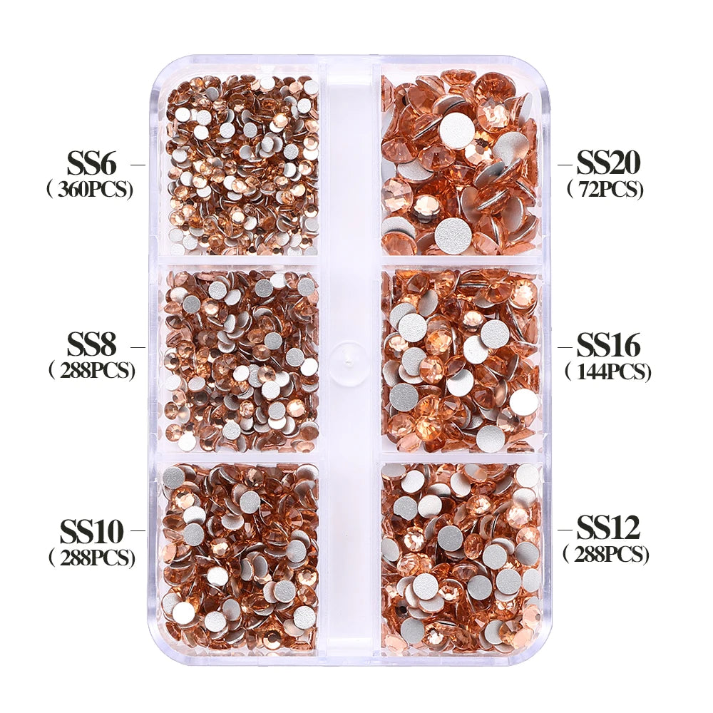 SS6-SS20 Mix Size Boxed Non-Hotfix Rhinestones by Yiben (33 Colors)