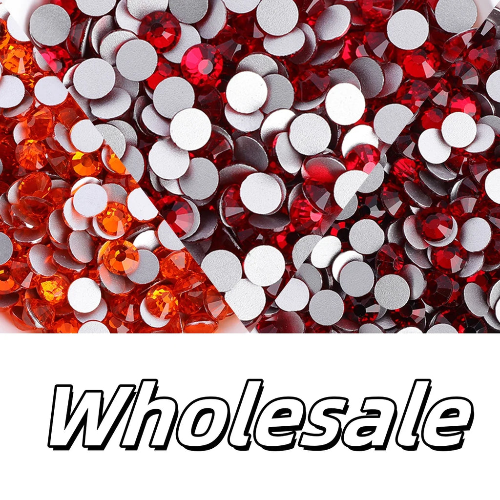 Red Series Glass Non Hotfix Rhinestones SS6-SS60 (Orange, Siam, Dark Siam) by Yiben