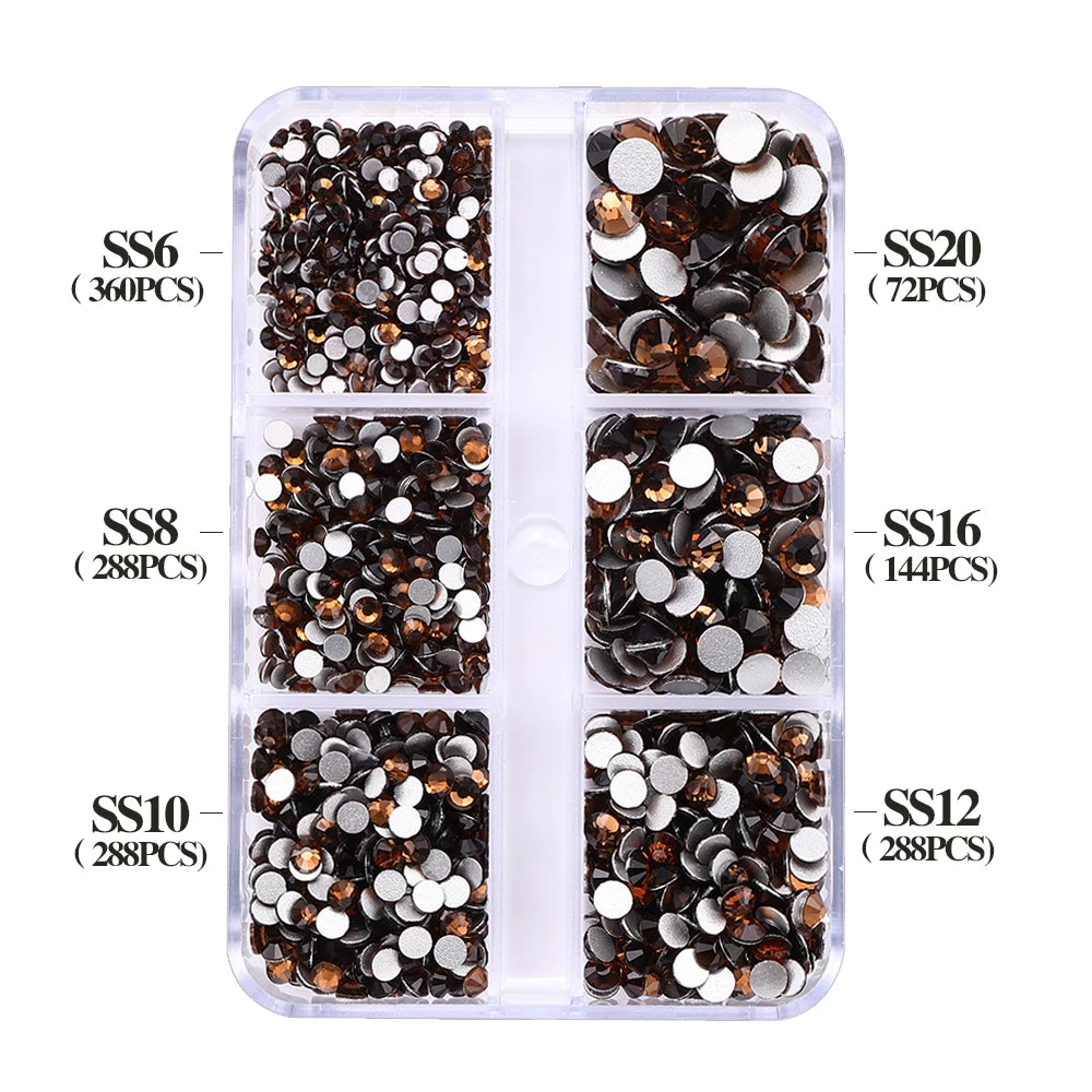 SS6-SS20 Mix Size Boxed Non-Hotfix Rhinestones by Yiben (33 Colors)