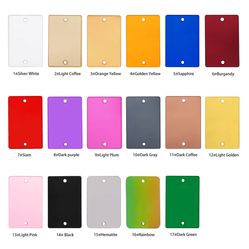 Rectangle Acrylic Rhinestones Sew-On by Yiben (17 Colors, 3 Sizes)