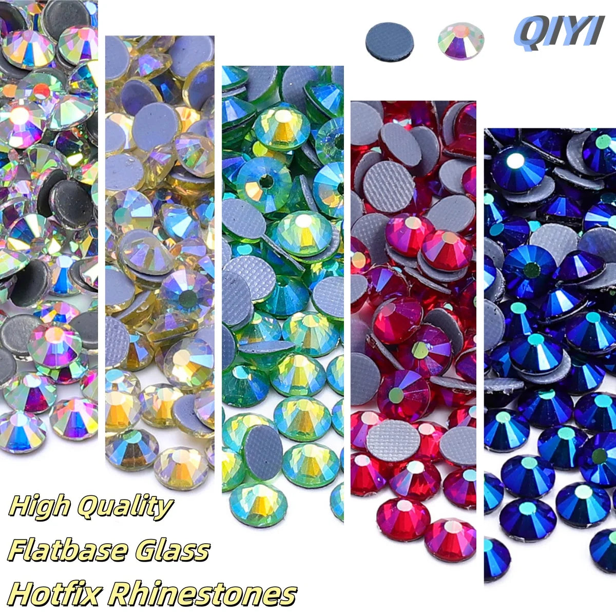 Glass Hotfix Rhinestones AB Series SS6-SS10 (30 Colors) by Yiben