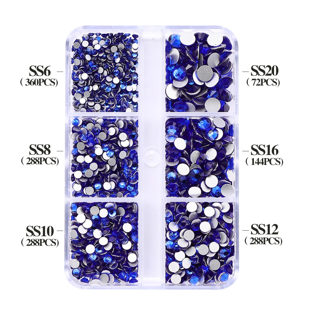SS6-SS20 Mix Size Boxed Non-Hotfix Rhinestones by Yiben (33 Colors)