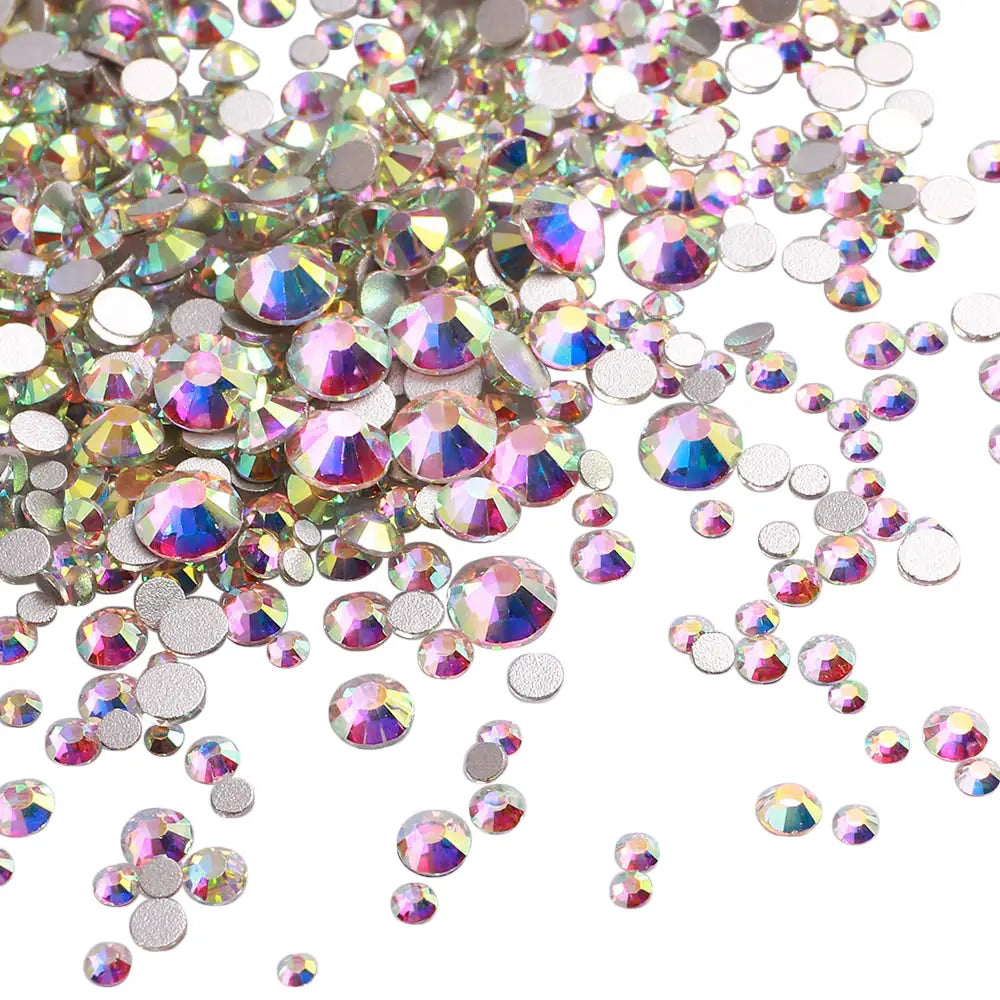 3000Pcs Mix Size Flatbase Glass Rhinestones Non Hotfix Crystal by Yiben