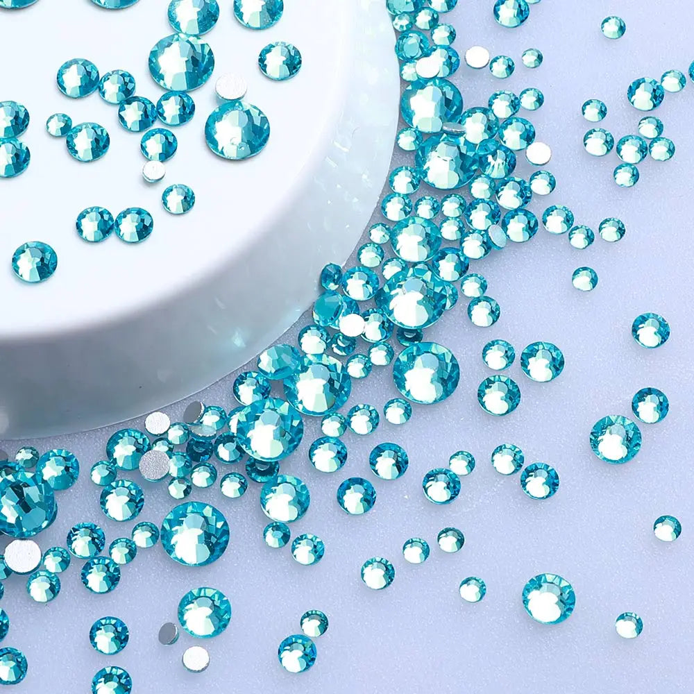 SS3-SS20 Mix Size Gold Flatback Non-Hotfix Rhinestones by Yiben (33 Colors)