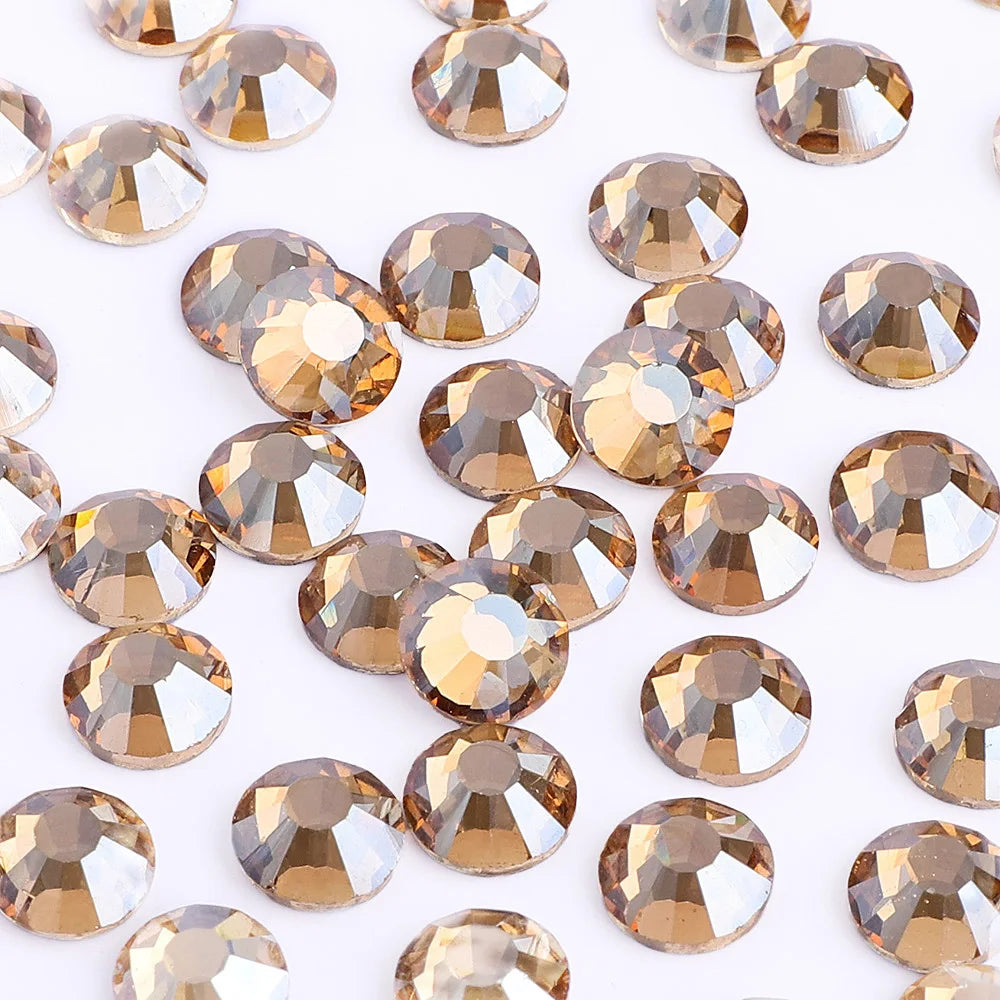 Golden Shadow Glass Non Hotfix Rhinestones SS3-SS50 by Yiben