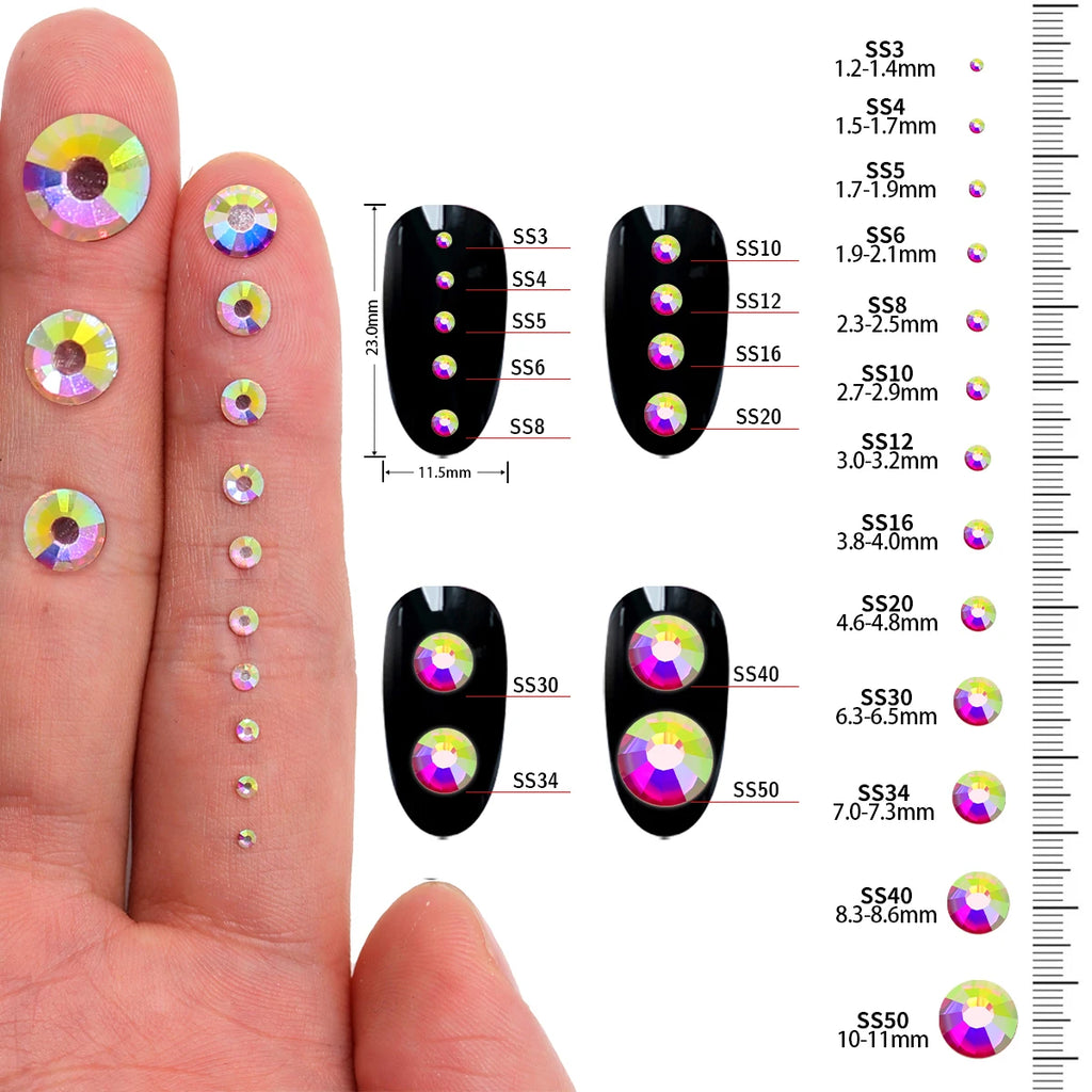 Golden Bottom Glass Round Rhinestones Non Hotfix SS3-SS60 (2 Colors) by Yiben