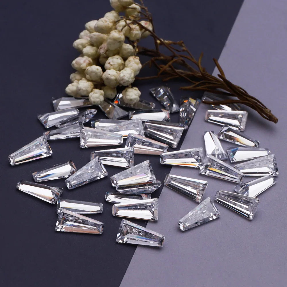 Trapezoid Cubic Zirconia Stones Pointed Bottom 100Pcs Crystal by Yiben