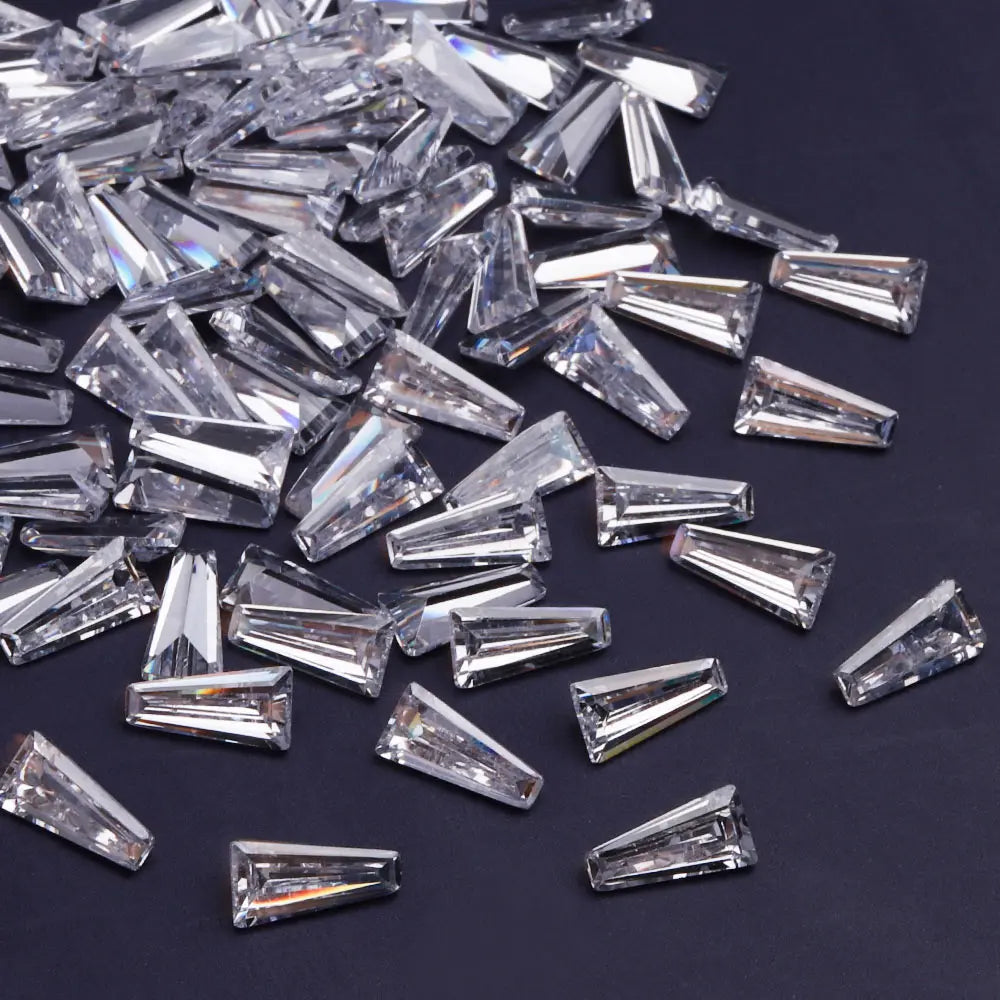 Trapezoid Cubic Zirconia Stones Pointed Bottom 100Pcs Crystal by Yiben