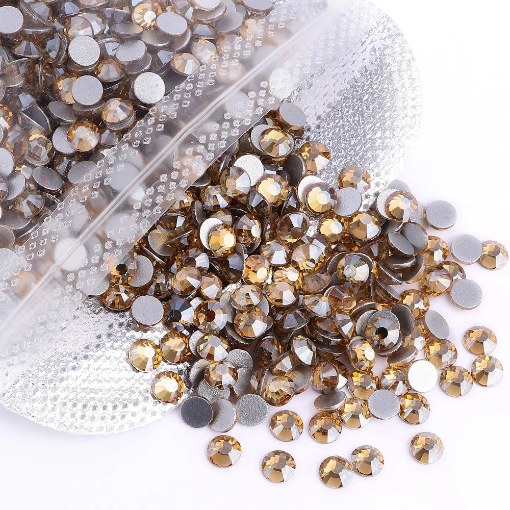 Golden Shadow Glass Non Hotfix Rhinestones SS3-SS50 by Yiben