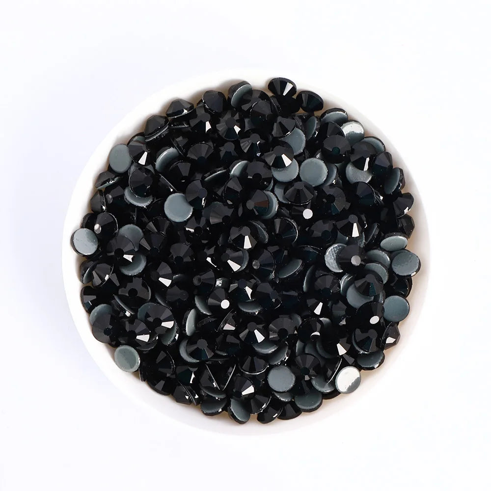 SS6-SS30 Black Glass Hotfix Rhinestones by Yiben