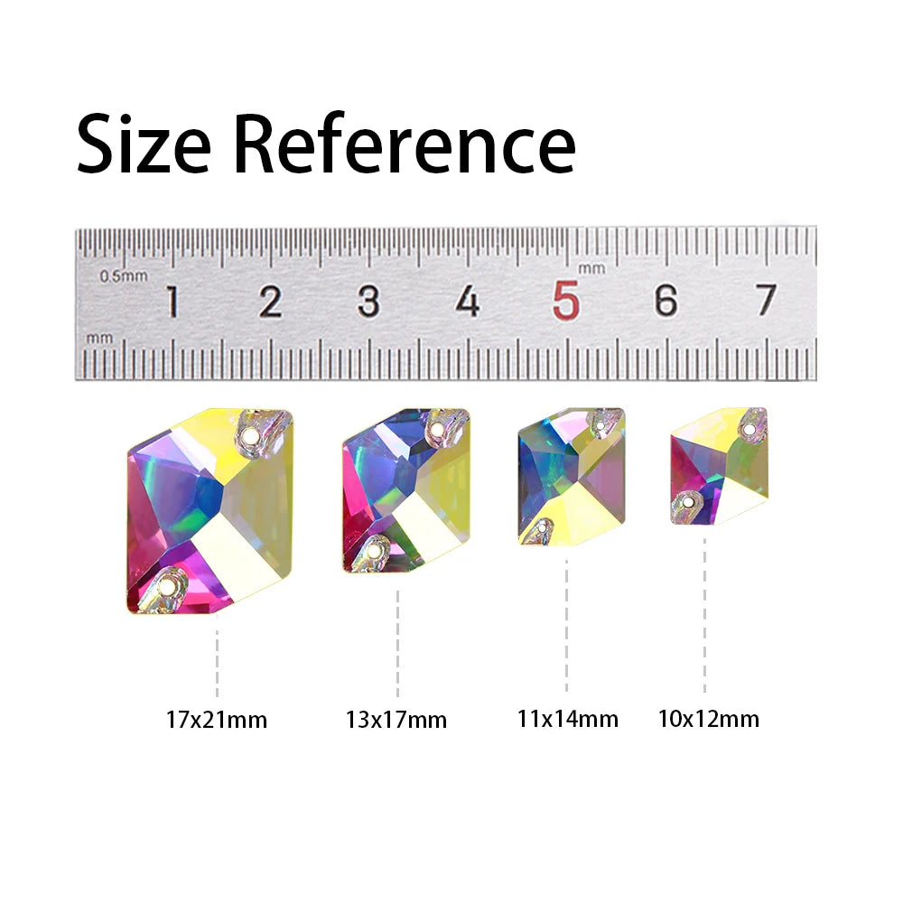 Polygon Glass Sewing Rhinestones Electric Neon Series 15 Colors by Yiben