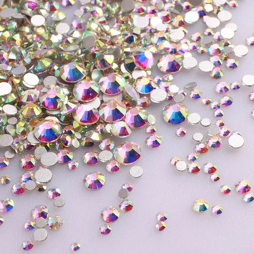 Gold Flatback Non-Hotfix Rhinestones SS3-SS20 Mix Size 33 Colors by Yiben