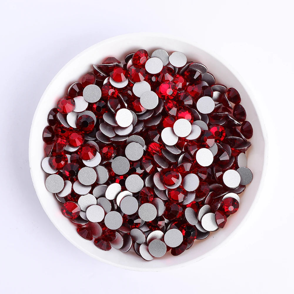 Red Series Glass Non Hotfix Rhinestones SS6-SS60 (Orange, Siam, Dark Siam) by Yiben