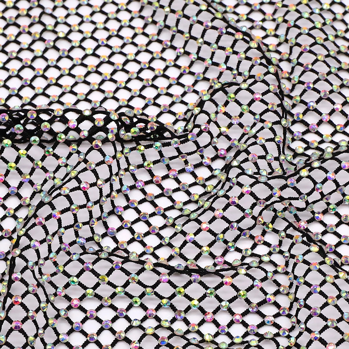 Stretch Crystal Net Fabric with Glass Rhinestones SS10 (12 Colors) by Yiben
