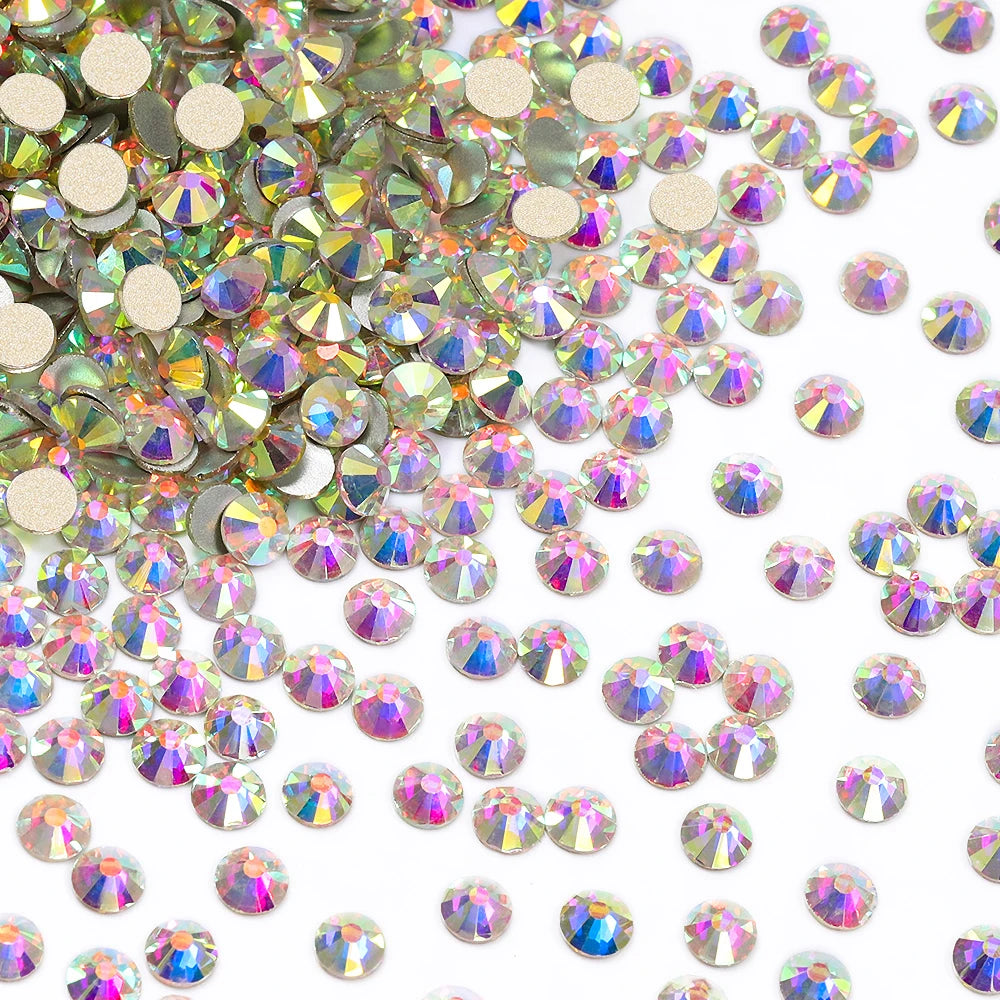 Golden Bottom Glass Round Rhinestones Non Hotfix SS3-SS60 (2 Colors) by Yiben