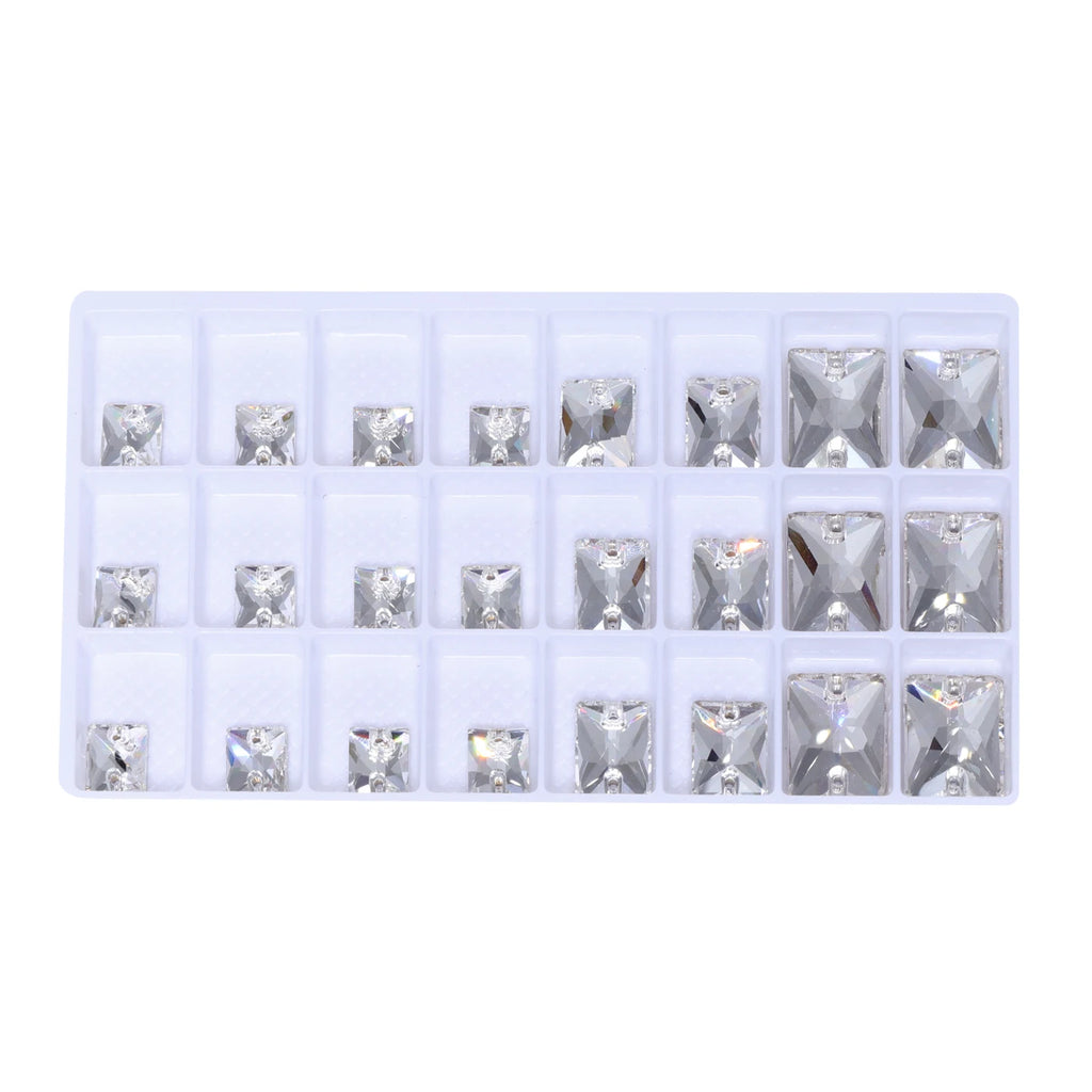 Rectangle Glass Sew-On Rhinestones by Yiben (3 Colors, Mix Size)