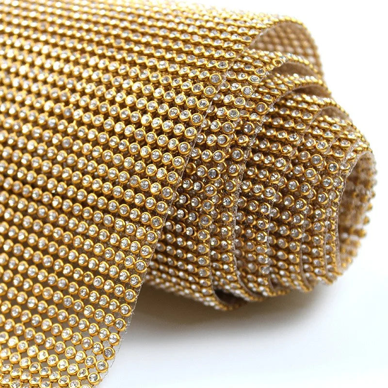 Diamond Aluminum Mesh Hot Melt Rhinestone 45cm x 120cm by Yiben