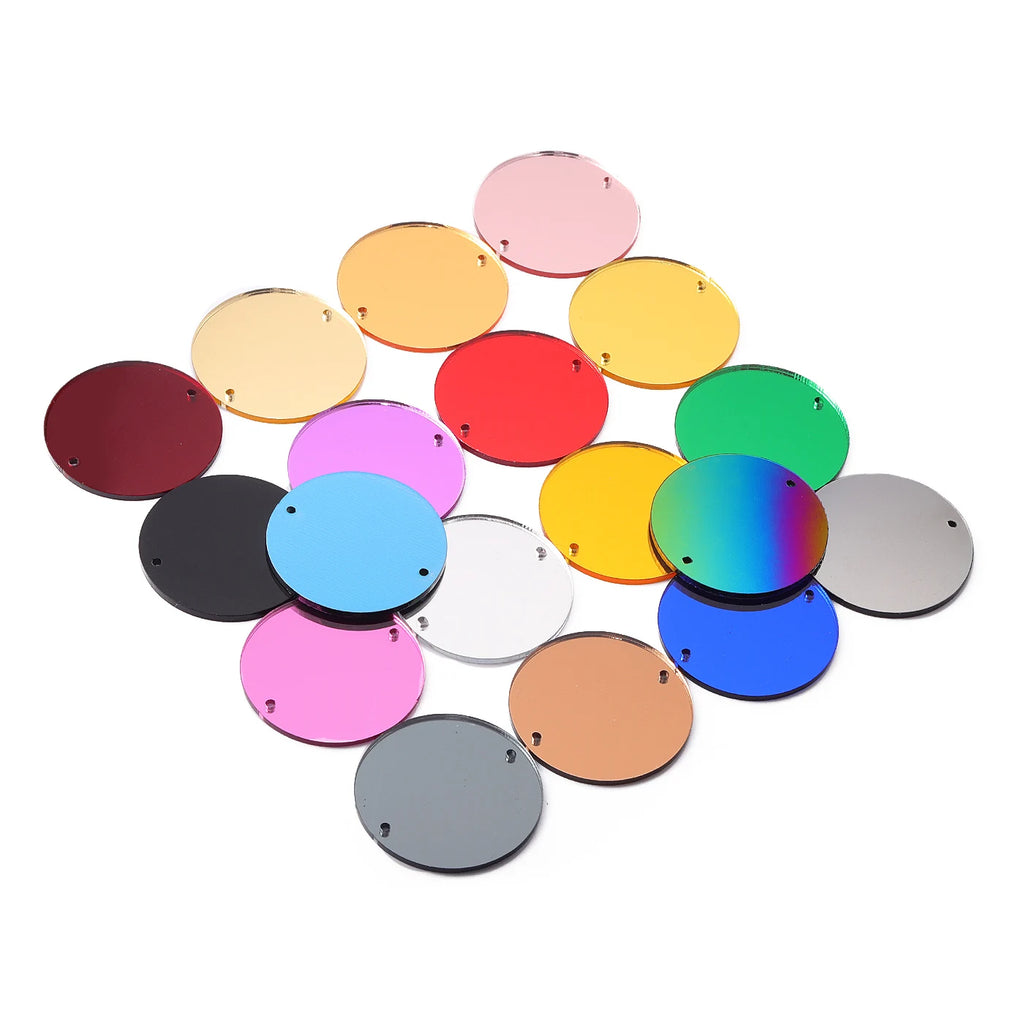 Round Flatbase Mirror Sewing Rhinestones 50Pcs Acrylic Sew On Stones by Yiben