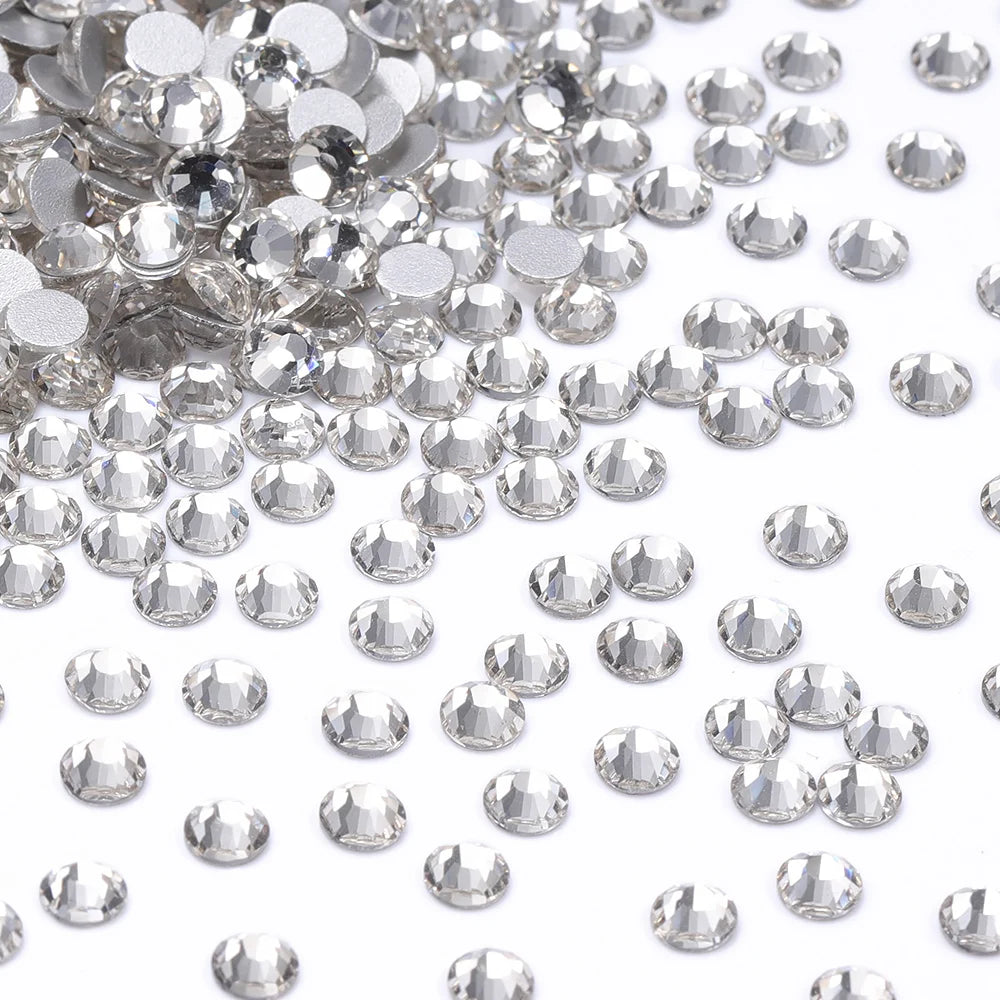 White Clear Glass Rhinestones SS3-SS60 All Sizes Non Hotfix Crystal by Yiben