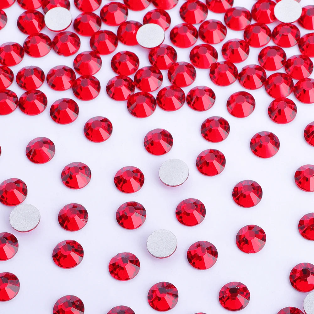 Red Series Silver Bottom Non Hotfix Round Rhinestones (SS3-SS60) by Yiben