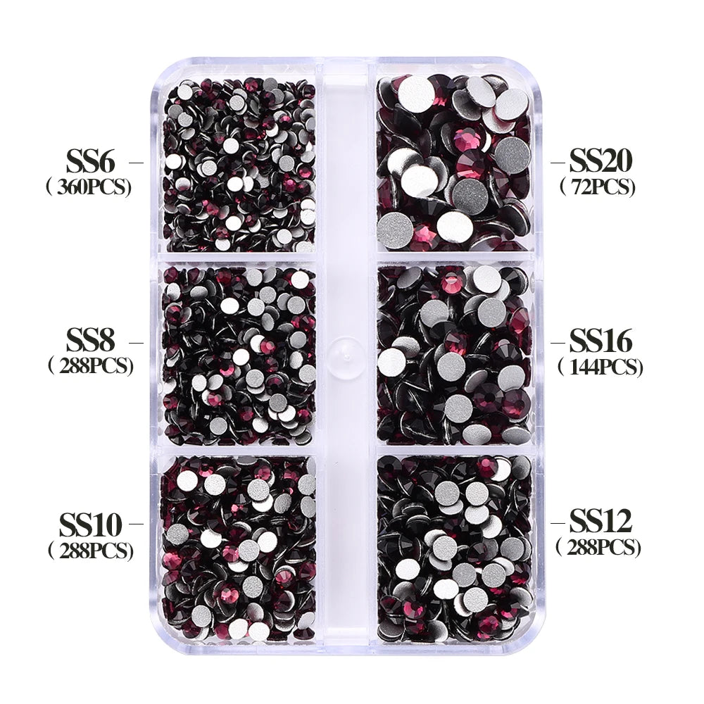 SS6-SS20 Mix Size Boxed Non-Hotfix Rhinestones by Yiben (33 Colors)