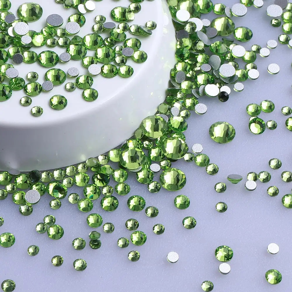 SS3-SS20 Mix Size Gold Flatback Non-Hotfix Rhinestones by Yiben (33 Colors)