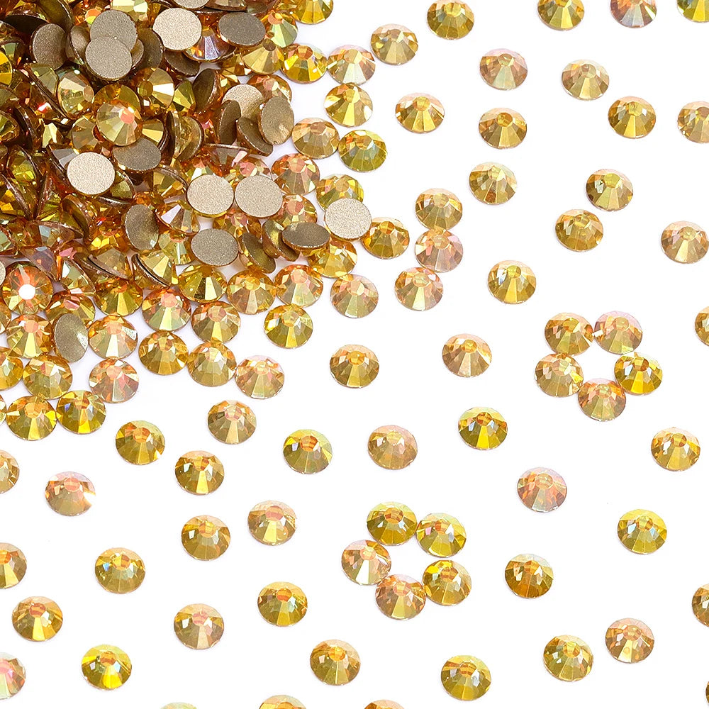 Golden Bottom Glass Non Hotfix Rhinestones SS3-SS30 (8 Colors) by Yiben